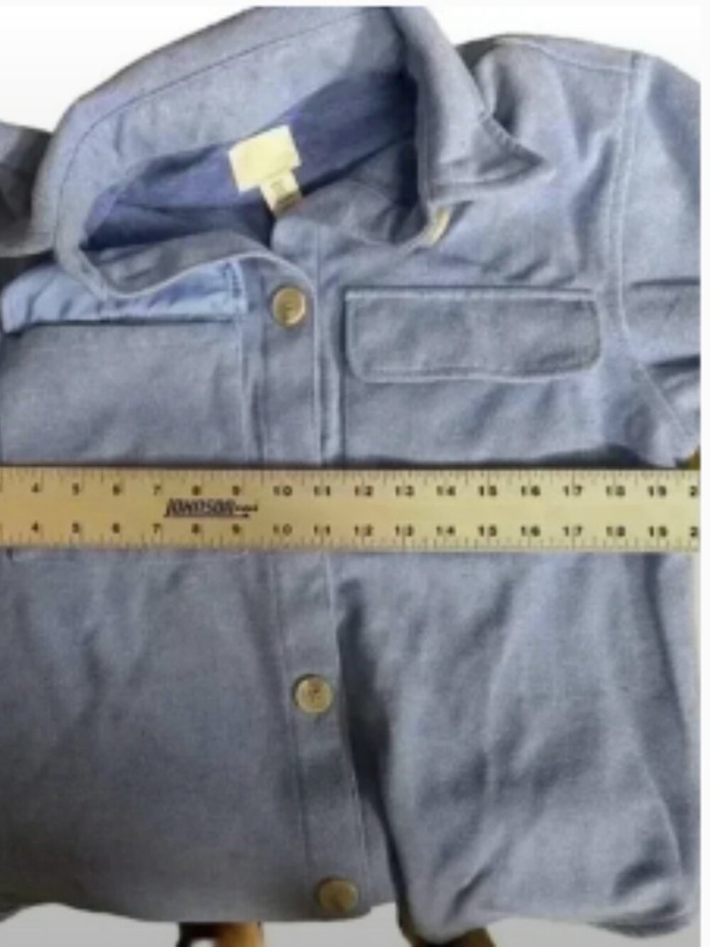 H&M Chambray Button Down Shirt Size XS Blue Oversized Shacket Casual Minimal - Picture 14 of 14